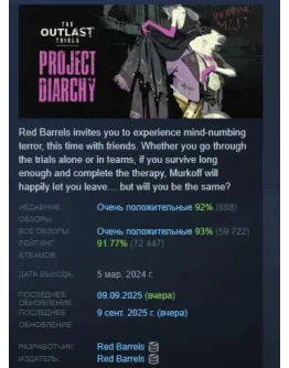 The Outlast Trials АВТОДОСТАВКА STEAM РОССИЯ