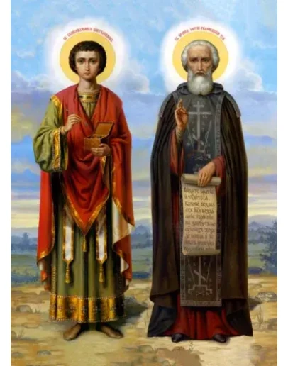 Пантелеимон, вмч и Сергий Рад, прп_001(73х100см)