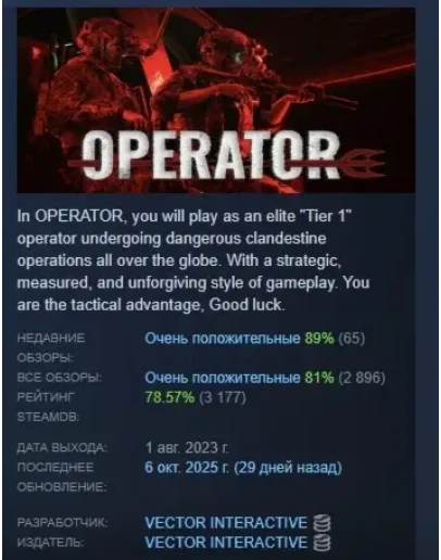 OPERATOR 2023 АВТОДОСТАВКА STEAM РОССИЯ