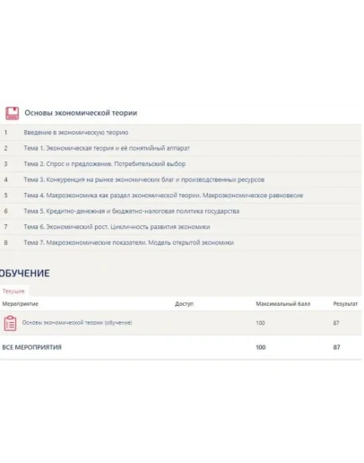 Основы экономической теории тест Синергия ответы 87 бал
