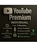 YOUTUBE PREMIUM 1/3 МЕСЯЦА ЧАСТНЫЕ АККАУНТЫ