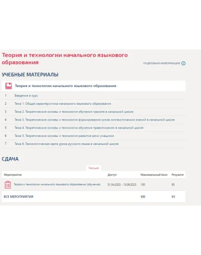 Теория и технологии начального языкового образования