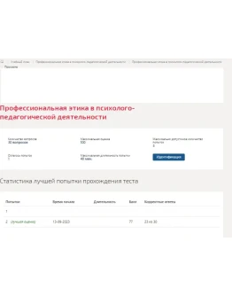 Профессиональная этика в психолого-педагогической.Тест