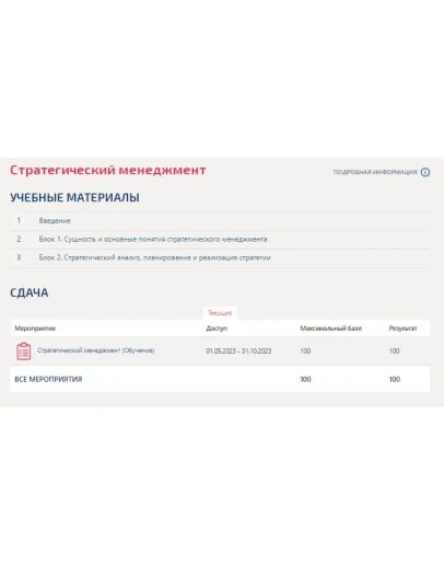 Стратегический менеджмент.Тест Синергия/МТИ 2023г.