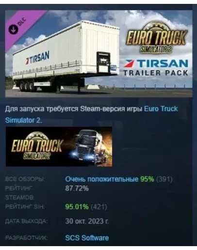 Euro Truck Simulator 2 - Tirsan Trailer Pack STEAM РФ