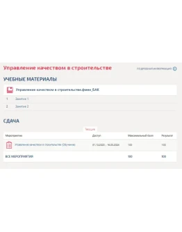 Управление качеством в строительстве.Тест Синергия/МТИ