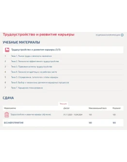 Трудоустройство и развитие карьеры.Тест Синергия/МТИ Трудоустройство и развитие карьеры.Тест Синергия/МТИ