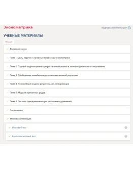 Эконометрика.Компетентностный тест Синергия/МТИ 2023г