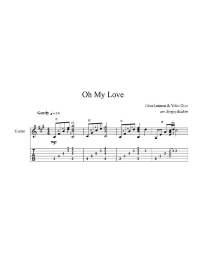Oh My Love (Джон Леннон) для гитары