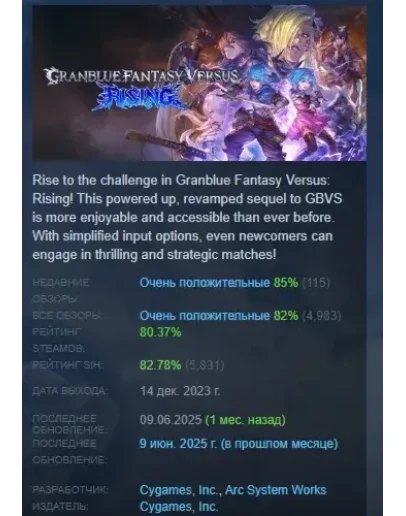Granblue Fantasy Versus: Rising STEAM GIFT РОССИЯ