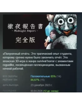 Midnight Report АВТОДОСТАВКА STEAM РОССИЯ Midnight Report АВТОДОСТАВКА STEAM РОССИЯ
