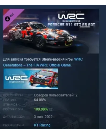 WRC Generations - Porsche 911 GT3 RS RGT Extra liveries