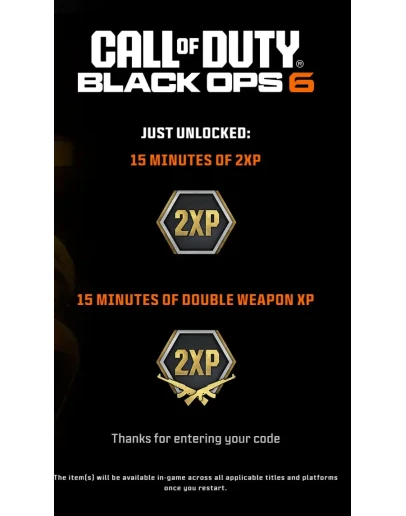 KEY15 Min Double XP+15 Min Weapon XP/MONSTER ENERGY