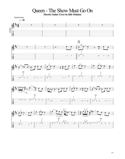 Табы Kfir Ochaion - Queen - The Show Must Go On