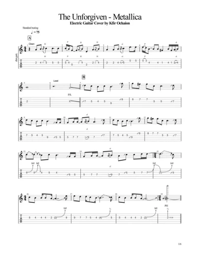 Табы Kfir Ochaion - Metallica - The Unforgiven - Electr
