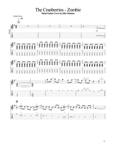 Табы Kfir Ochaion - The Cranberries - Zombie - Metal