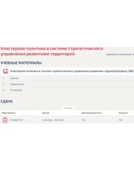 Кластерная политика в системе стратегического Синергия