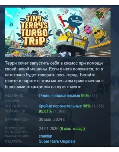 Tiny Terry's Turbo Trip АВТОДОСТАВКА STEAM РОССИЯ Tiny Terry's Turbo Trip АВТОДОСТАВКА STEAM РОССИЯ
