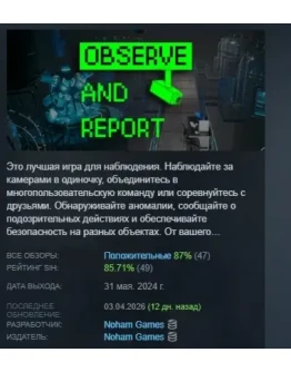 Observe and Report АВТОДОСТАВКА STEAM GIFT РОССИЯ