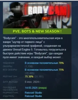 Bodycam АВТОДОСТАВКА STEAM РОССИЯ