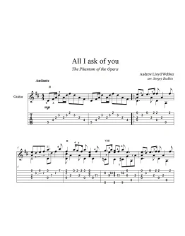 All I ask of you (Призрак оперы) ноты для гитары All I ask of you (Призрак оперы) ноты для гитары