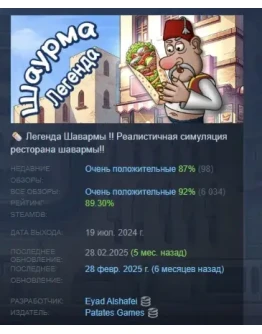 Легенда Шавармы - Shawarma Legend АВТО STEAM РОССИЯ Легенда Шавармы - Shawarma Legend АВТО STEAM РОССИЯ