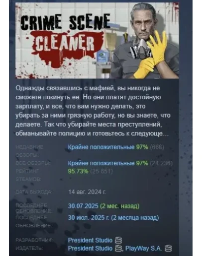 Crime Scene Cleaner АВТОДОСТАВКА STEAM РОССИЯ