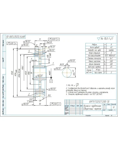 Чертеж колесо червячное в компасе
