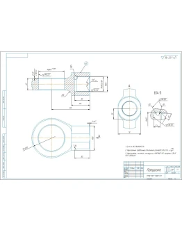 Чертеж детали проушина в компасе