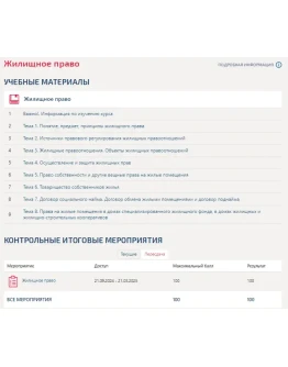 Жилищное право.Тест Синергия/МТИ 2024г.(100 баллов)