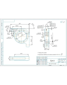 Чертеж буксы кранового колеса D300 в компасе