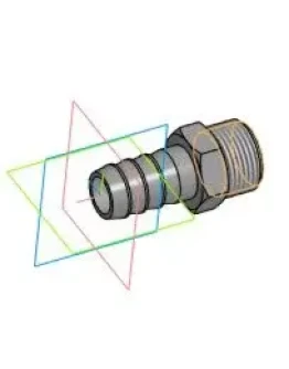 3д-модель штуцера-елочки G3/4 в компасе