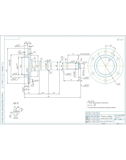 Чертеж и 3д-модель детали полуось заднего моста ВАЗ2106