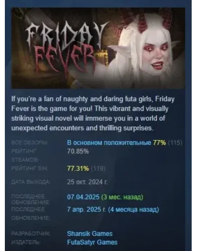 Friday Fever АВТОДОСТАВКА STEAM РОССИЯ