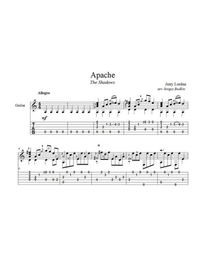 Apache (The Shadows) ноты для гитары