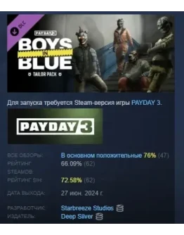 PAYDAY 3: Boys in Blue Tailor Pack DLC STEAM РОССИЯ