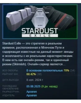 Stardust Exile АВТОДОСТАВКА STEAM РОССИЯ