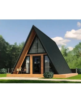 Прoeкт дома: каркасного дома A-FRAME 6х6 + 2м тераcс