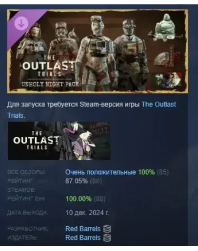 The Outlast Trials Unholy Night Pack DLC STEAM РОССИЯ