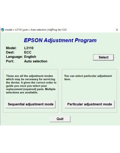 Сброс Epson L3100 Adjustment Program