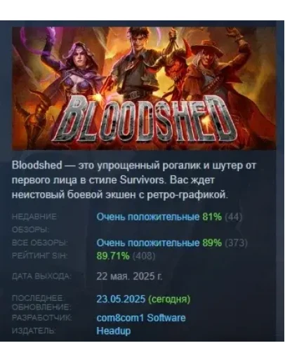 Bloodshed АВТОДОСТАВКА STEAM РОССИЯ
