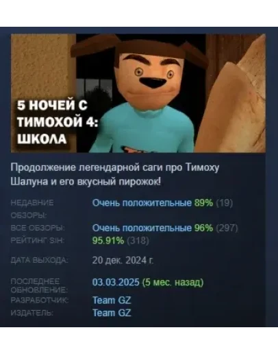 5 НОЧЕЙ С ТИМОХОЙ 4: ШКОЛА АВТОДОСТАВКА STEAM РОССИЯ