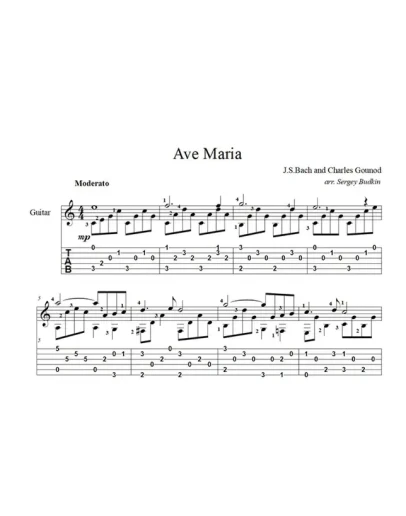 Ave Maria (Бах-Гуно) ноты для гитары