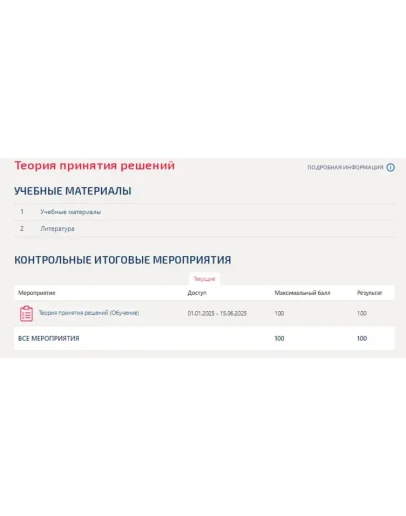 Теория принятия решений.Тест Синергия/МТИ 2025г