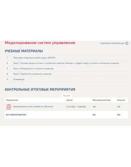 Моделирование систем управления.Тест Синергия/МТИ 2025