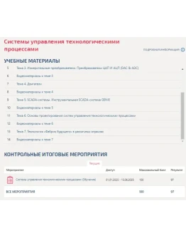 Системы управления технологическими процессами.Тест