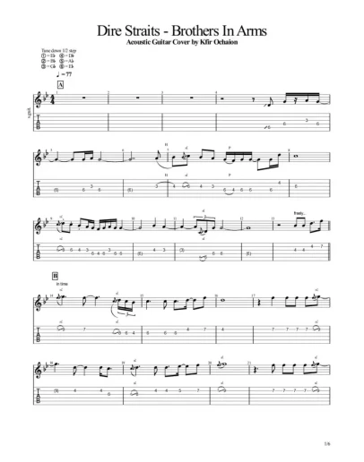 Табы Kfir Ochaion - Dire Straits - Brothers in Arms