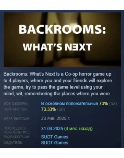 Backrooms: What's Next АВТОДОСТАВКА STEAM РОССИЯ