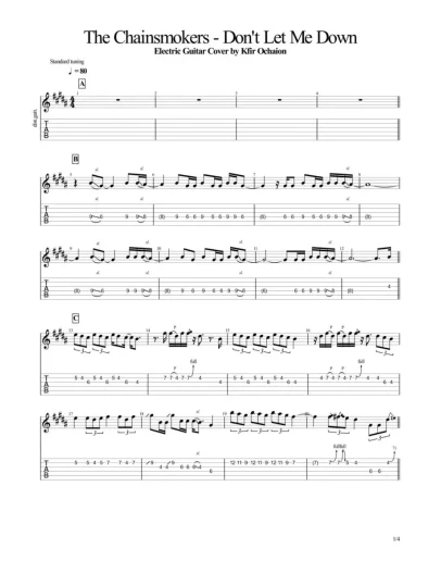 Табы Kfir Ochaion - Chainsmokers - Don't Let Me Down Табы Kfir Ochaion - Chainsmokers - Don't Let Me Down