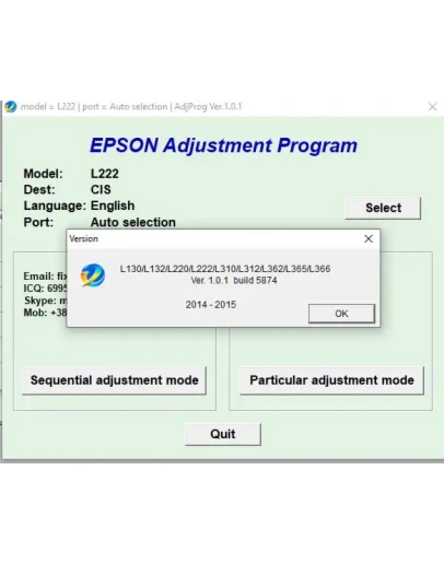 Сброс Epson L130 L132 L220 L222 L310 Adjustment Program